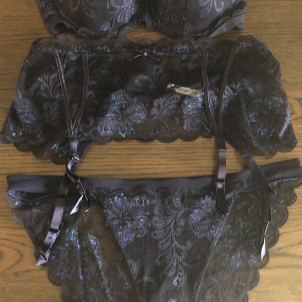 Le Mystere Sophia Lace Garter Set NWOT